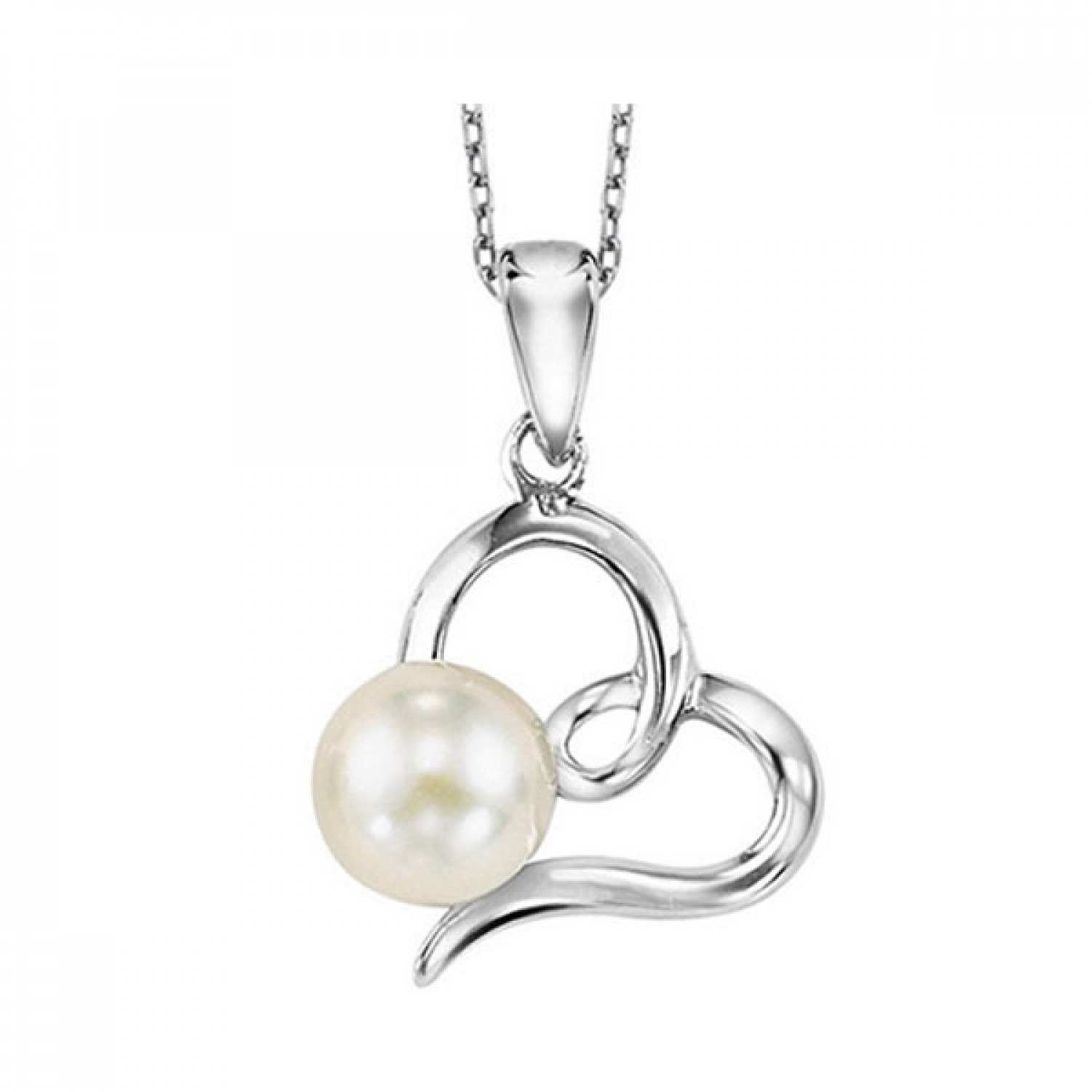 Sterling Silver Pearl Heart Pendant #12521