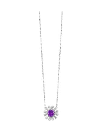 10KT White Gold  1/2CTW Diamond & 1/2CTW Amethyst Necklace #12523
