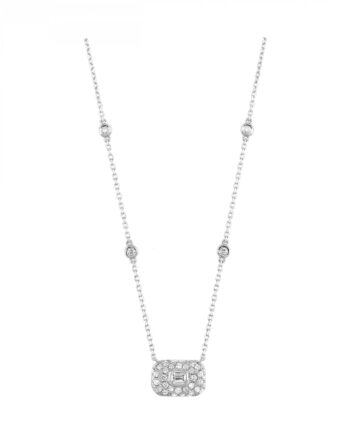 14KT White Gold 1CTW Rectangular Diamond Pendant #12530