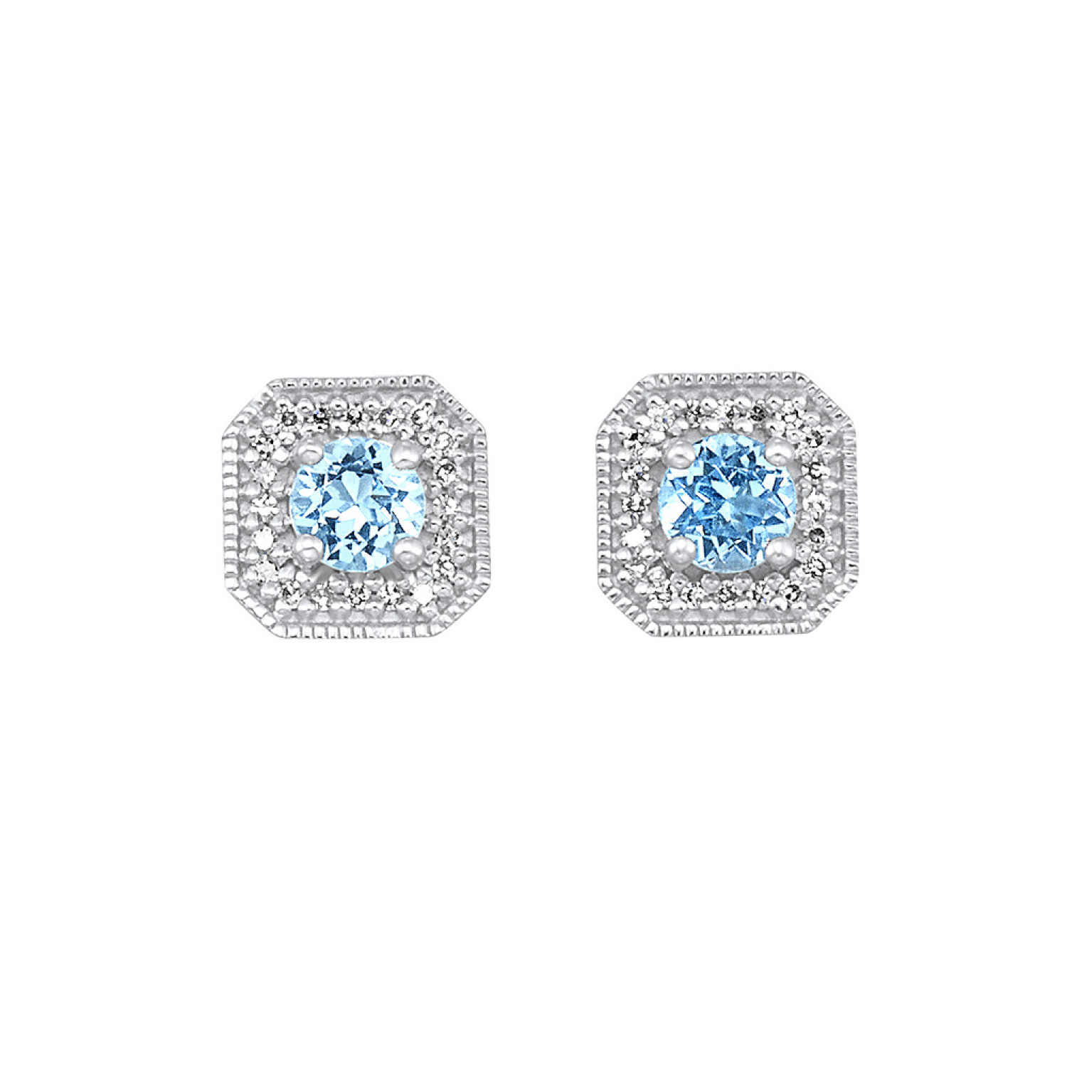 10KT White Gold 1/10CT Diamond 5/8CT Blue Topaz Earrings #12531