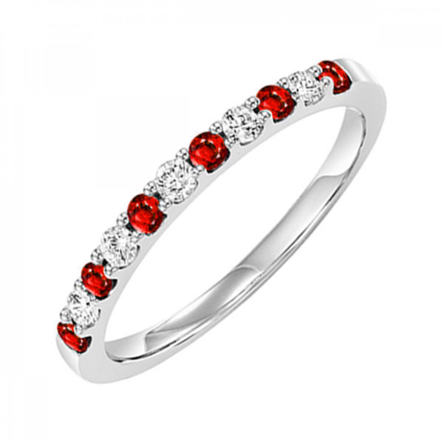 10KWG 1/5CT Diamond & 1/5CT Ruby Stackable Ring #12532