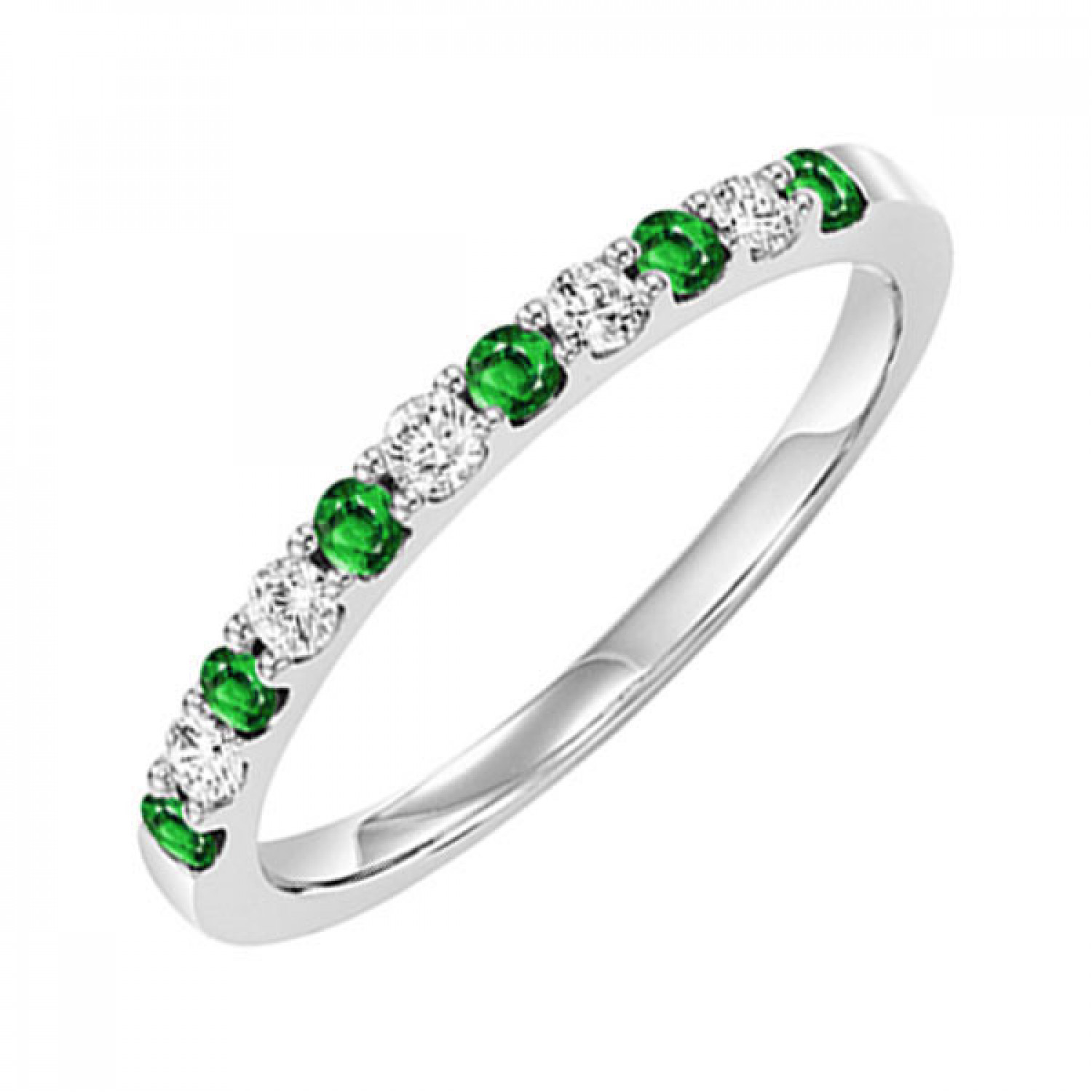 10KWG 1/5CT Diamond & 1/5CT Emerald Stackable Ring #12534
