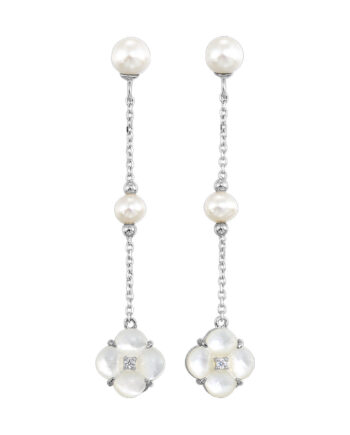 Sterling Silver Pearl Flower Earrings #12551