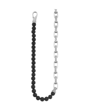 Steel & Black Bead Necklace #12555