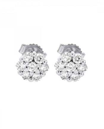14KT White Gold 1/10CT Diamond Flower Earrings #12557