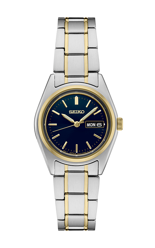Seiko Two-Tone Ladies Black Dial D/D Second Hand