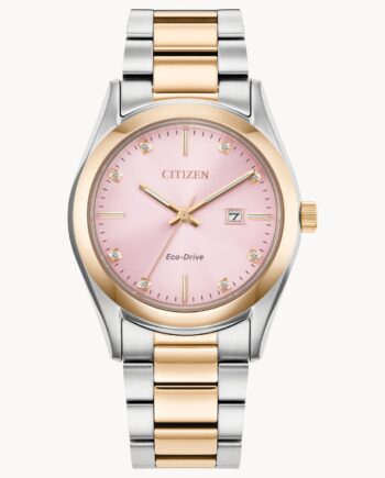 Ladies Two Tone Pink w/ Diamond Dial Citizen Eco Drive