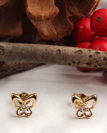 14KY .07tdw Diamond Butterfly Earrings #150-00112