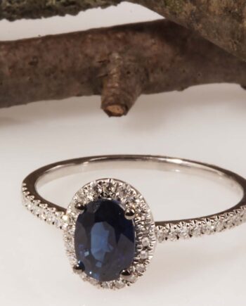 14KW .80 Sapphire & .19tdw Diamond Ring #200-00066