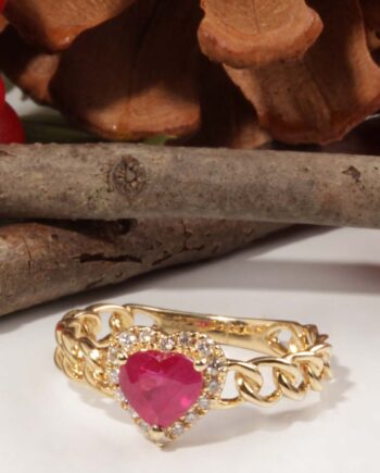 14KY .93ct Ruby & .13tdw Diamond Ring #200-00072