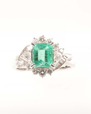 Platinum 1.20ct Emerald & .64tdw Diamond Ring