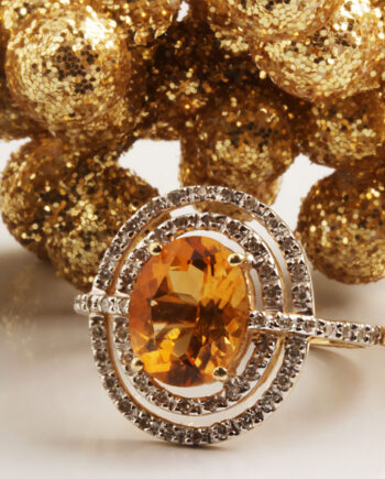 14KW 2.50ct Citrine & .20 tdw Diamond Ring #200-00081