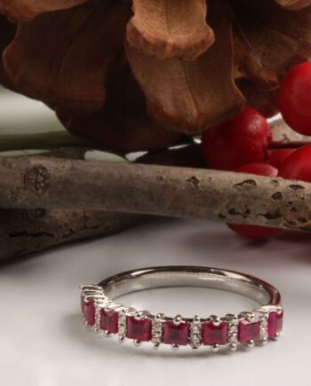 14KW .90ct Ruby & .07tdw Diamond Ring #200-00084
