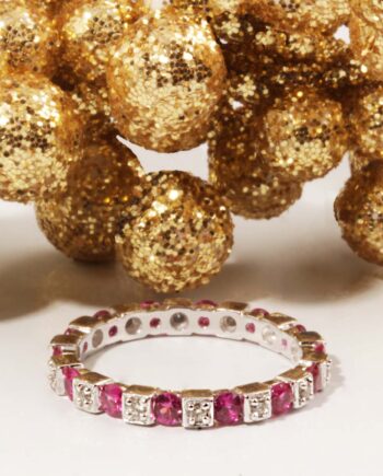 14KW Eternity Band w/ .94 Rubies & .10 tdw Diamonds #200-00085