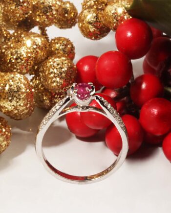 14KW Ring w/ .34ct Rubies & .17 tdw Diamonds #200-00087