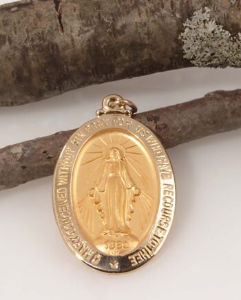 14KW Princess Cut Garnet Stud Earrings14KY Miraculous Medal  #435-00080