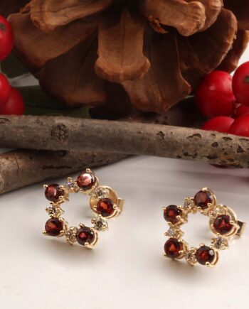 14KY Garnet & .29tdw Diamond Earrings #210-00091