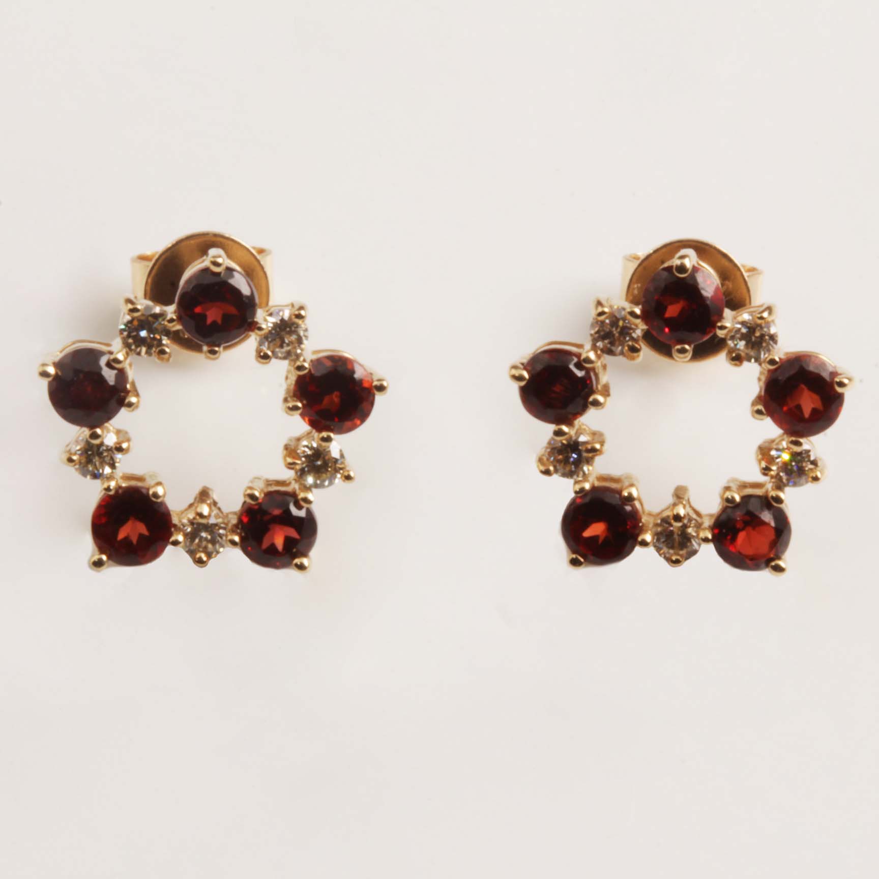 14KY Garnet & .29tdw Diamond Earrings #210-00091