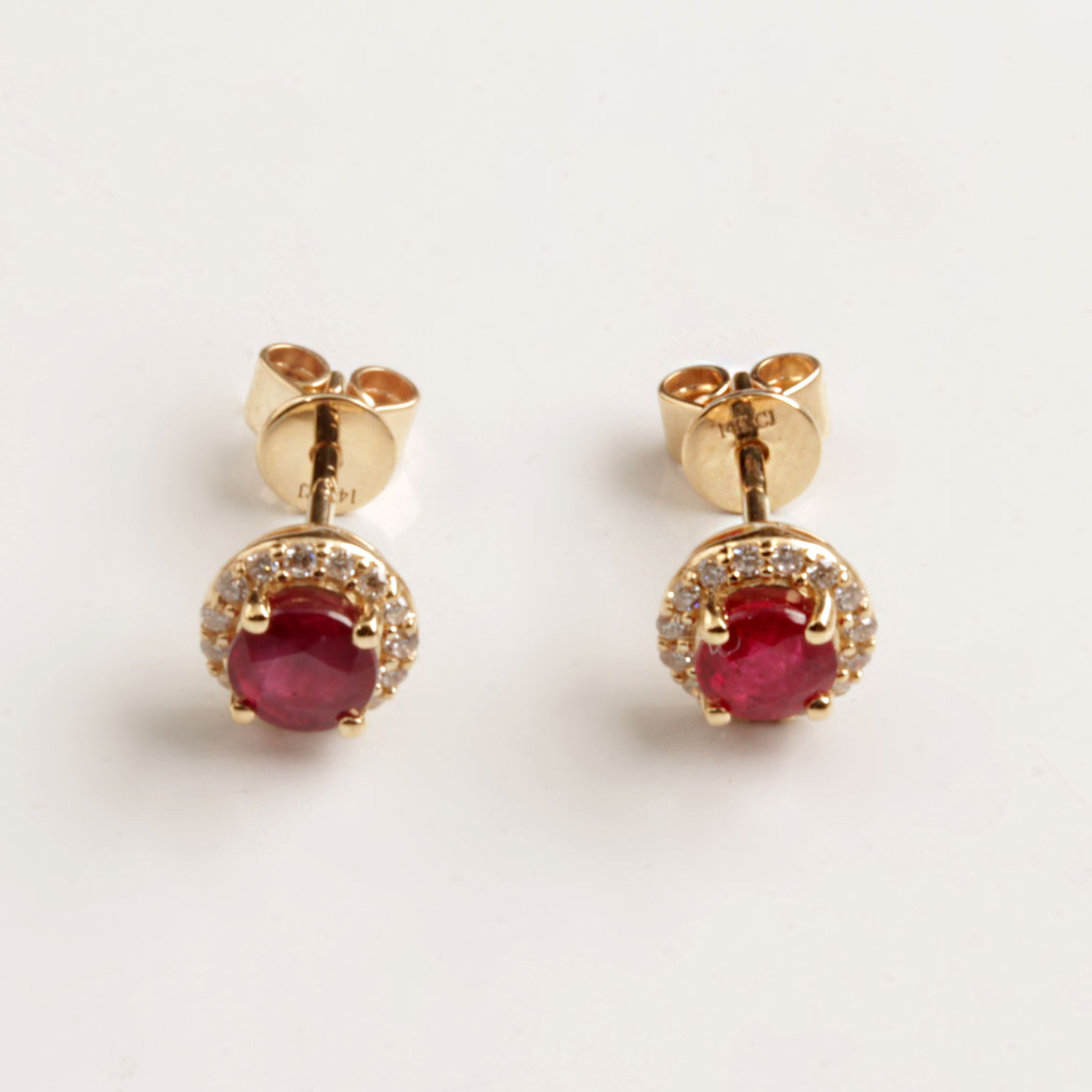 14KY Ruby & .11tdw Diamond Earrings #210-00096
