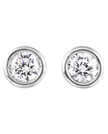 14KWG 3/4ct tdw Round Bezel Set Diamond Earrings