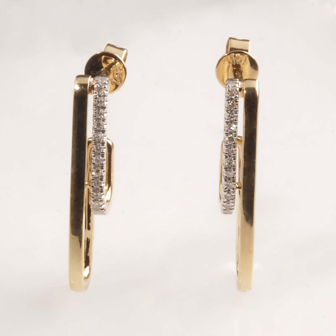14KY .10tdw Diamond Paperclip Earrings #150-00109