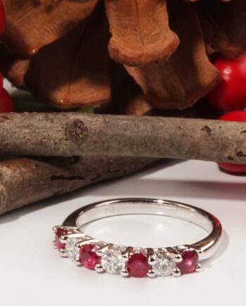 14KW .72ct Ruby & .36tdw Diamond Ring #200-00079