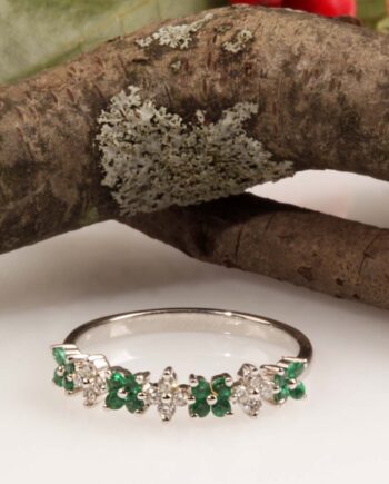 14KW .31ct Emerald & .16tdw Diamond Ring #200-00089