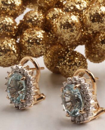 14KY Aquamarine & Diamond Earrings #210-00103