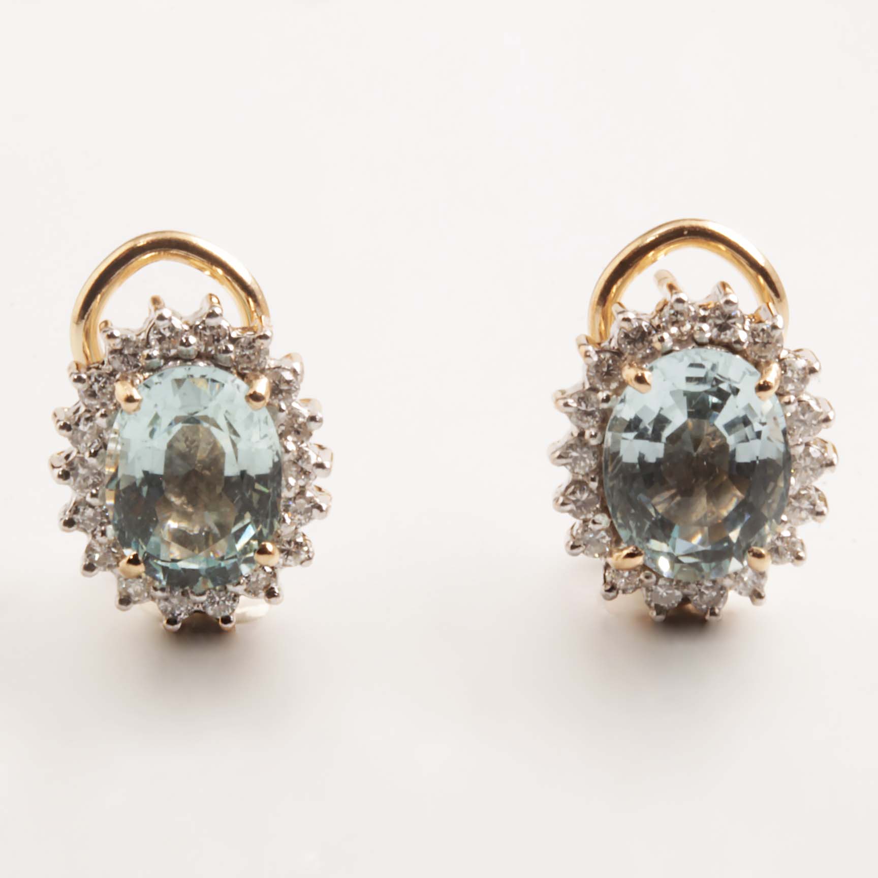 14KY Aquamarine & Diamond Earrings #210-00103