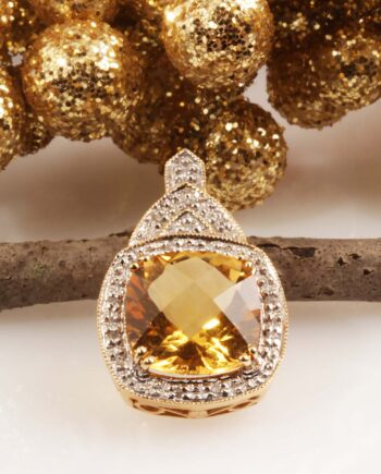 14KY 3.91ct Citrine & .05tdw Diamond Pendant #230-00081