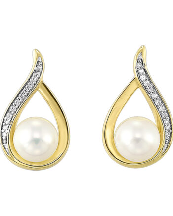 14KY Pearl & Diamond Fashion Earrings