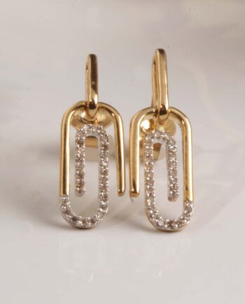 10KYG 1/10ct Diamond Paperclip Earrings