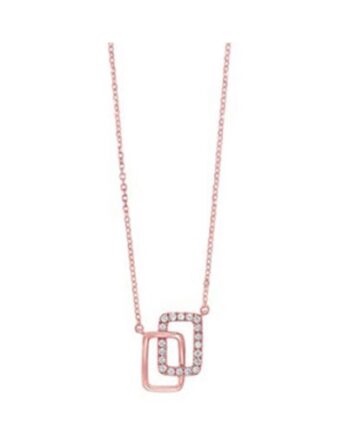 14KRG Double Rectangle Diamond Necklace