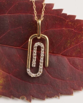 10KYG 1/10th tdw Diamond Paperclip Pendant