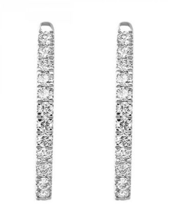 14KWG 1/2ct tdw Diamond Hoop Earrings w/ Locking Back