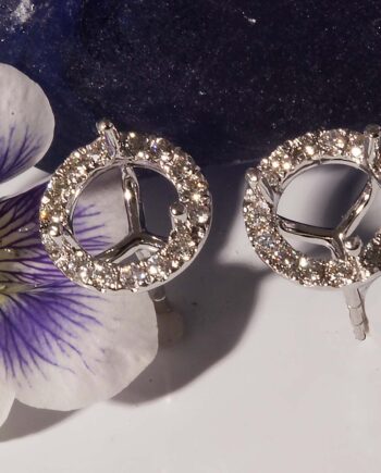 18KWG Diamond Earring Mounting .33tdw Halo Style