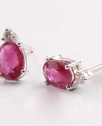 Oval Rubies & Diamond Studs