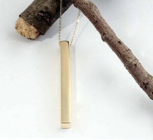 Yellow Gold Large Polished Vertical Bar Necklace 14K