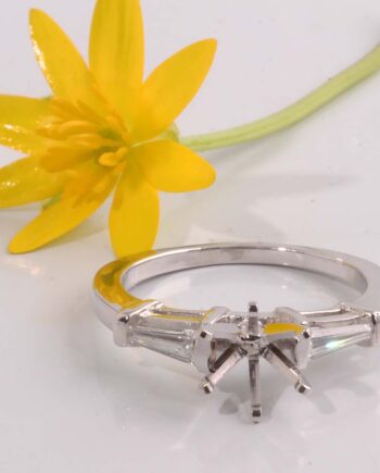 Baguette Diamond Semi-Mount in 14K White Gold