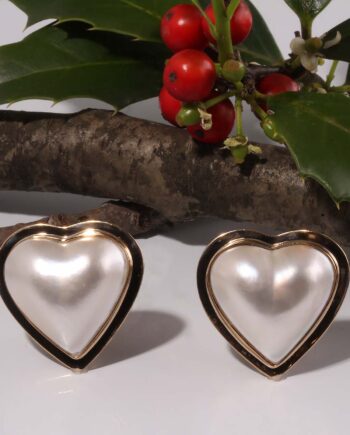 14KY & Pearl Heart Earrings #098-00057