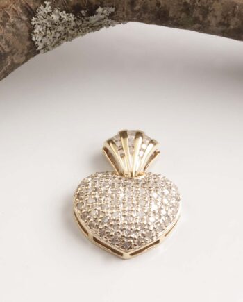 Estate 14KY .50tdw Pave Diamond Heart Pendant