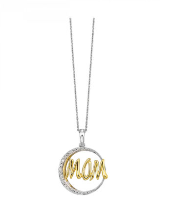 Sterling Silver & Yellow Gold Mom Circle Pendant