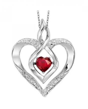 Sterling Silver Synthetic Garnet ROLO Heart Pendant