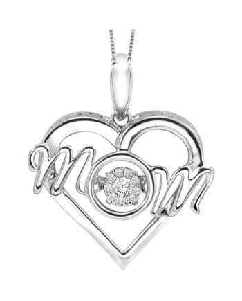 Sterling Silver 1/5ct Diamond ROLO Mom/Heart Pendant