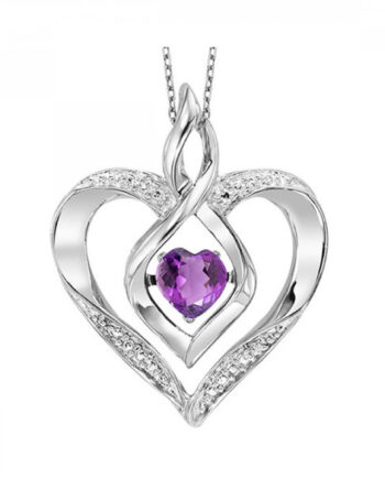 Sterling Silver Created Amethyst ROLO Heart Pendant