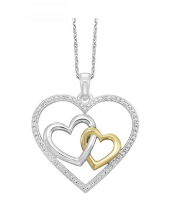 Sterling Silver & Yellow Gold Double Heart Pendant