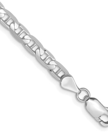 14K White Gold 3.75mm 7" Concave Anchor Bracelet