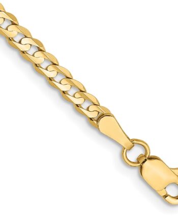 14K Yellow Gold 3mm Open Concave Curb Link Bracelet