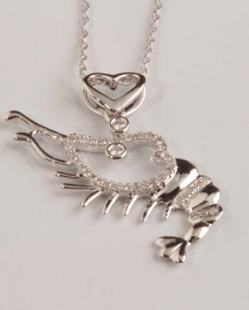 14KWG Diamond Shrimp Pendant w/ .14tdw