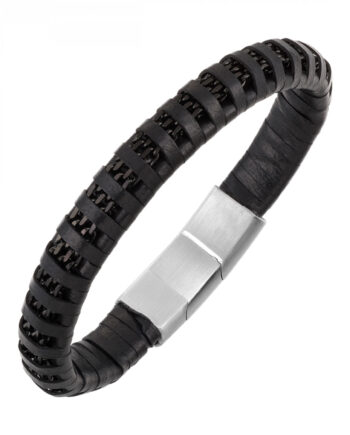 Men's Leather/Steel Bracelet